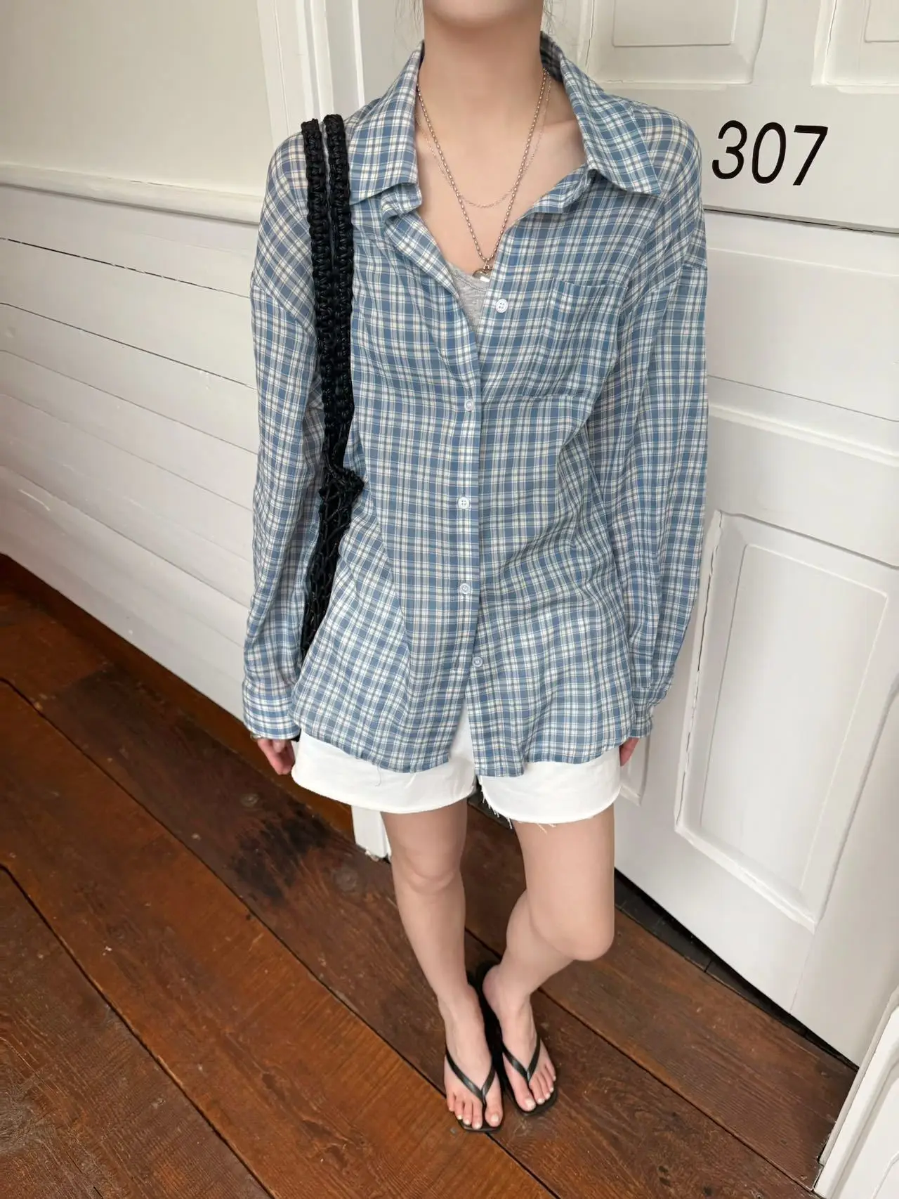 

Lilianat Brunch Women's Plaid Shirt Loose Commuter Style Versatile Slimming Long Sleeve Collar UV Protection Spring 2026
