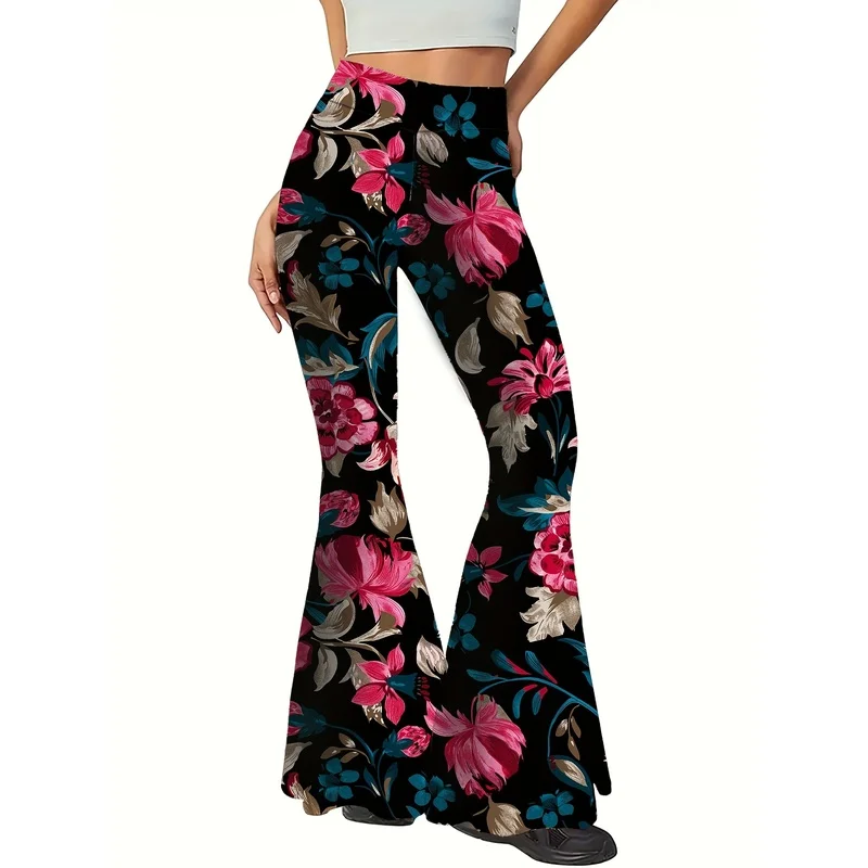 2026 Floral-print wide-leg trousers for teenagers aged 7-16. Ideal for daily street wear and suitable for all seasons.