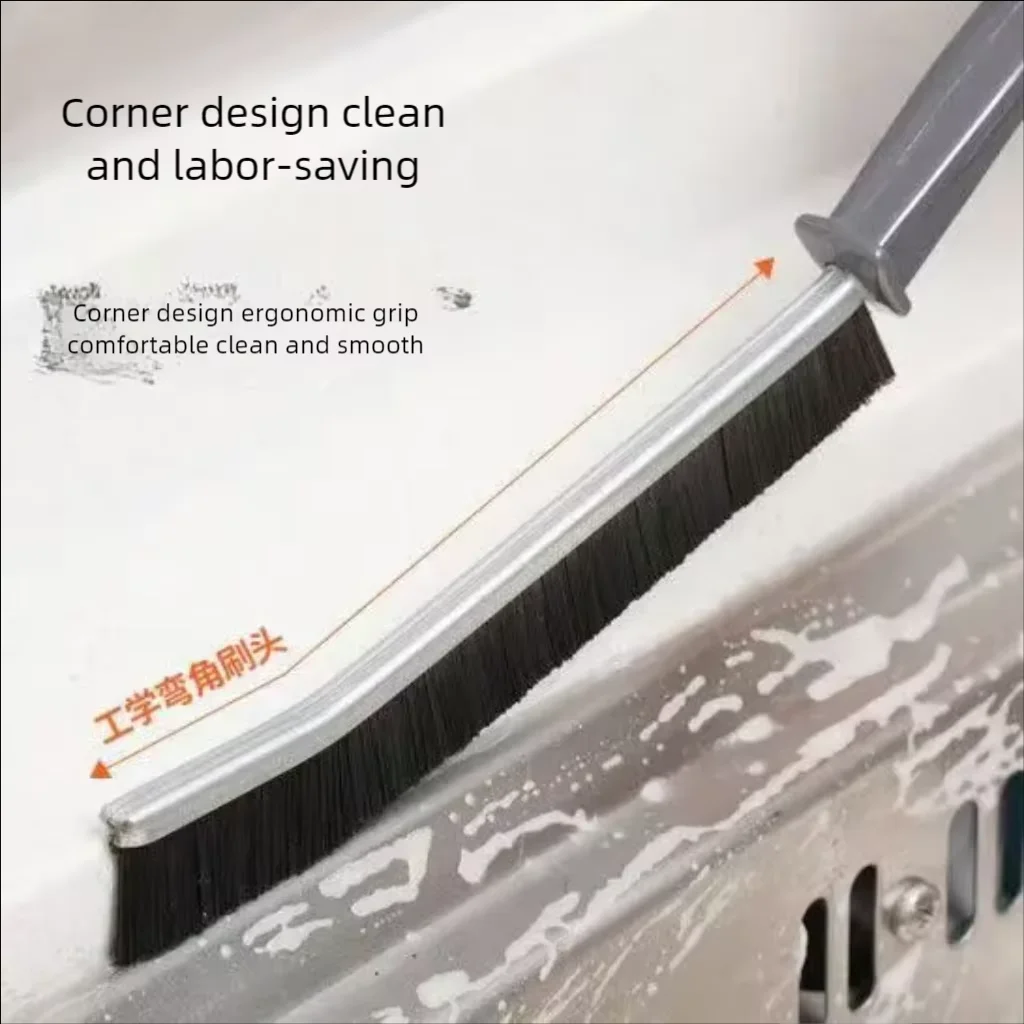 Cepillo multifuncional de tiras largas para espacios estrechos - una herramienta de limpieza eficiente para alcanzar áreas del baño que son difíciles de alcanzar.