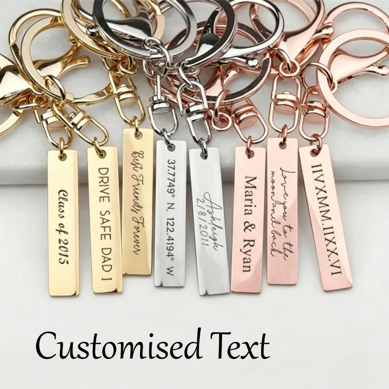 Custom Engraved Keychain Personalised Commemorative Anniversary Gift Custom Content Keepsake