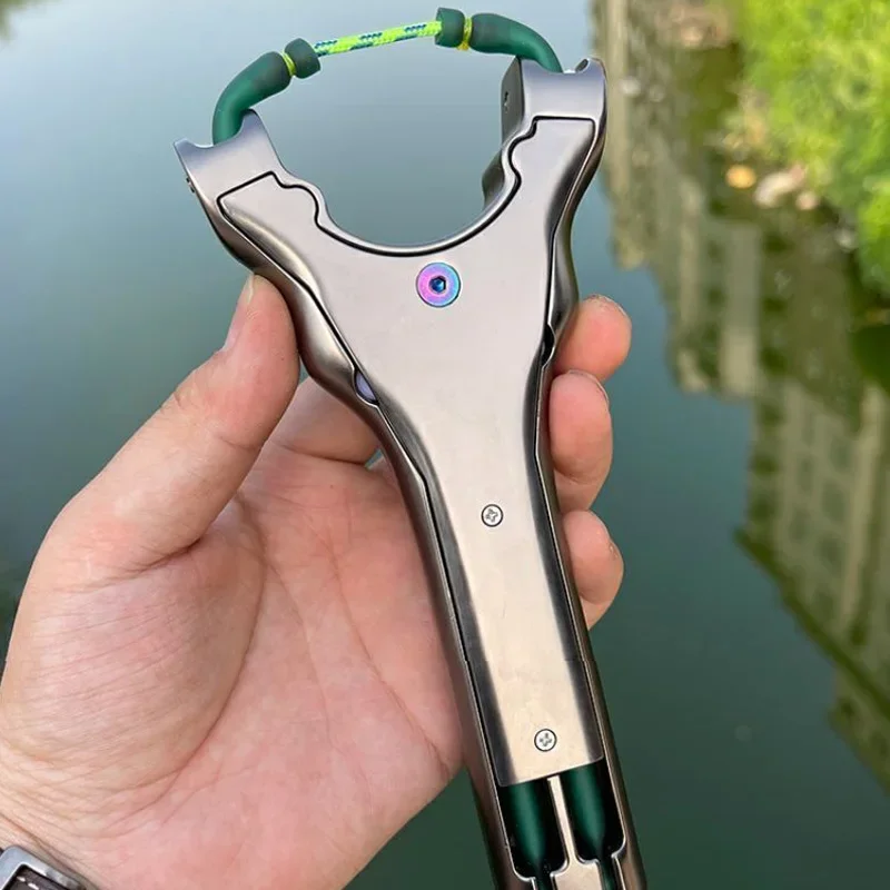 Full Aluminum Alloy 6-Axis Linkage Pulley Slingshot Professional Fishing Slingshotfishing Hunting Tool for Anglers