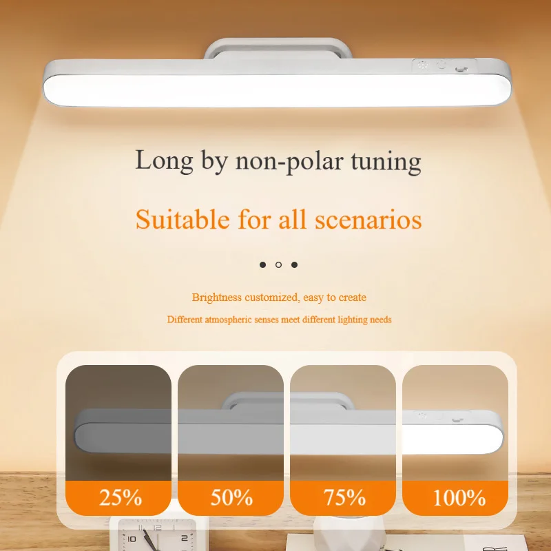 LED Eye Protection Bedroom Reading Desk Lamp Portable Touch Switch Bedside Night Light USB Charging Dimmable Hanging Desk Lamp