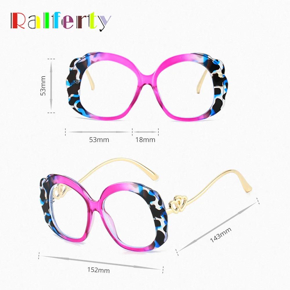 العصرية المتضخم النظارات الإطار للنساء الذهب القلب إطارات نظارات مستديرة 2025 مكافحة الضوء الأزرق نظارات الكمبيوتر ليوبارد طباعة #4