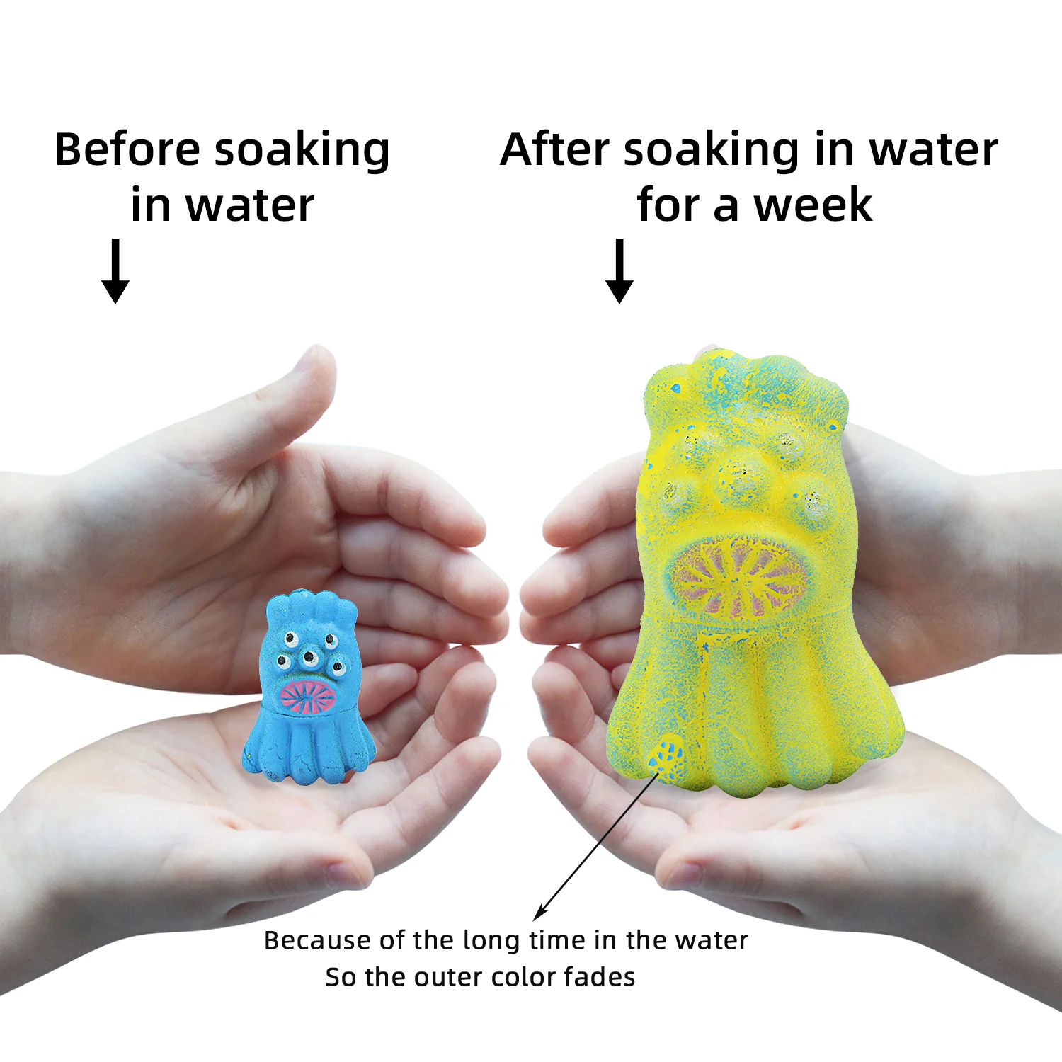 Soak in water to make aliens bigger, puzzle frisbee fun, novel, and funny, imagine the future with colorful new toys