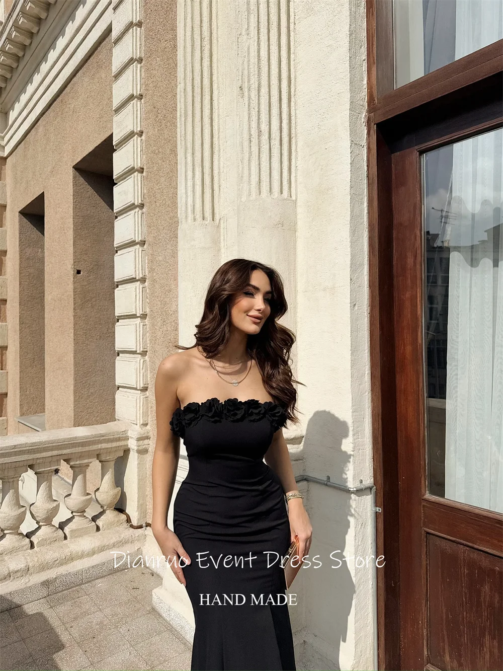 فستان سهرة Dianruo تركواز بدون حمالات على شكل زهور ثلاثية الأبعاد فيستدو دي غالا فام حورية البحر Abiti Da Cerimonia مخصص