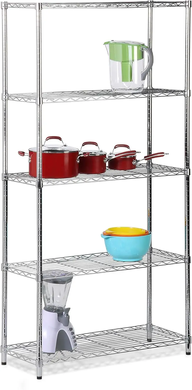 5-Tier Chrome Heavy-Duty Adjustable Shelving Unit with 200-lb Per Shelf Weight Capacity