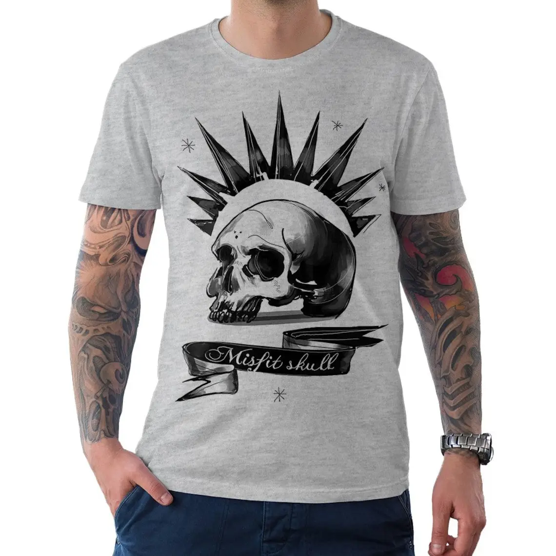 Life Is Strange Misfit Skull T-Shirt Casual Round Neck Short Sleeve Men's T-Shirt