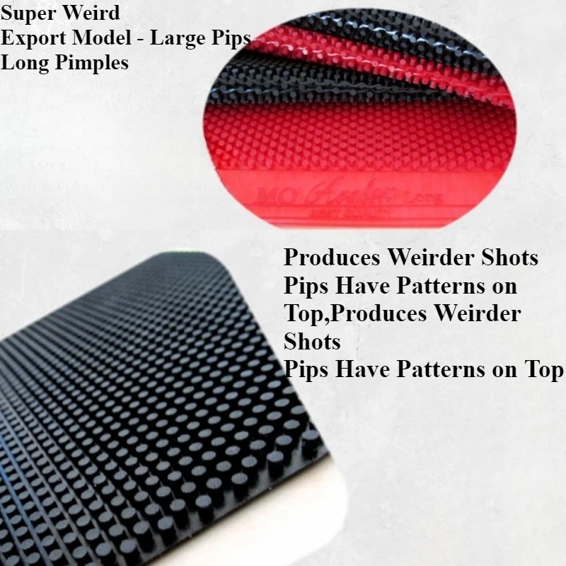 Mo Long OX/تنس الطاولة المطاط نقاط كبيرة البثور الطويلة ارتفاع 2.6 مم وقطر 2.5 مم مع إسفنجة عائمة 0.8 مم، غريب، غرق