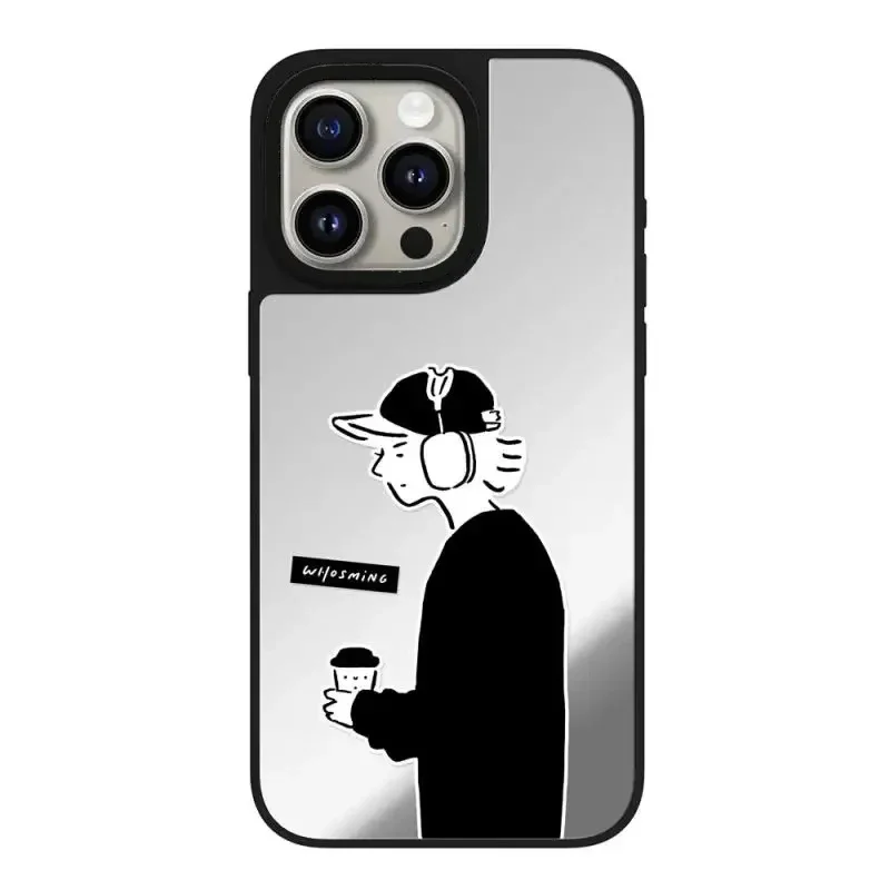 Funda de teléfono magnética con espejo de Graffiti de moda personalizada, funda para IPhone 12, 13, 14, 15, 16 Pro Max, 16 Pro Max
