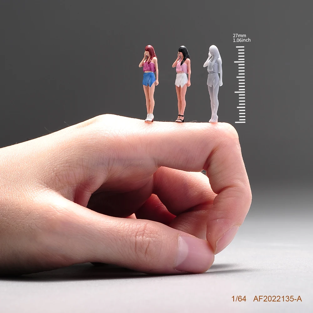 

Miniatures Figurine 1/64 Fashion Skirt Girl 3D Print Doll Diorama DIY Creative Photography Scene Props For Cars Toy Decoration
