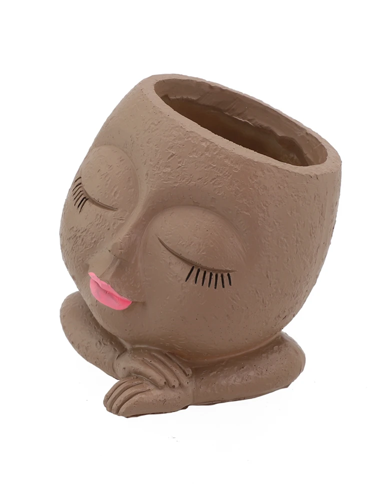 Chipping Closed Eyes Design Fitment Flower Pot Functional Design Girl Face Head Number Of Pieces Package Content