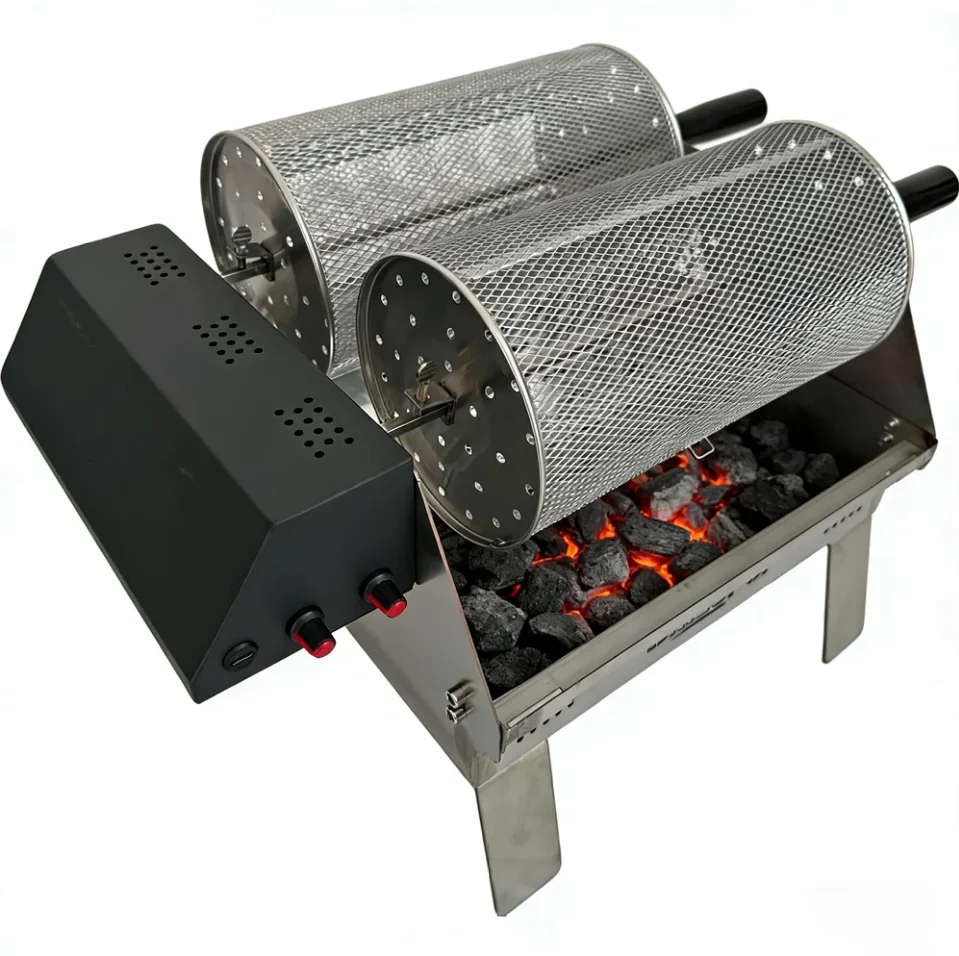 Bbq Grill Outdoor 2026 New Double Headed Flip Stainless Steel BBQ Stove Desktop Outdoor Barbecue Grill Charcoal Grill