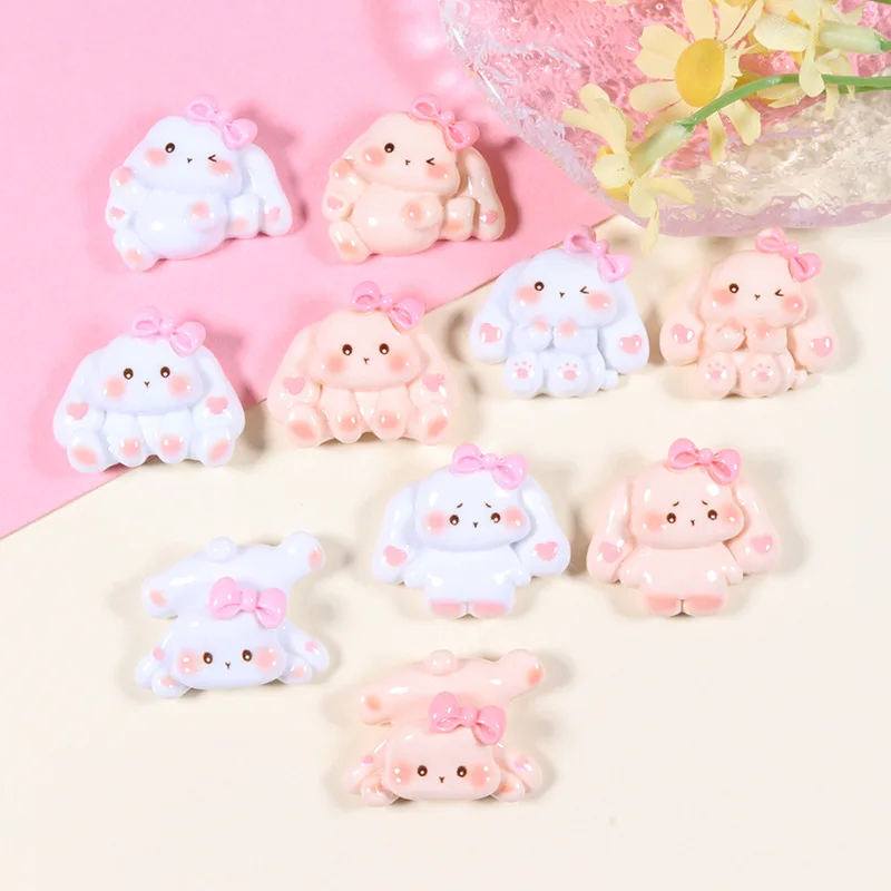 

100pcs New Cute Cartoon Long-eared Rabbit Flat Back Resin Cabochons Scrapbooking DIY Jewelry Craft Decoration Accessories