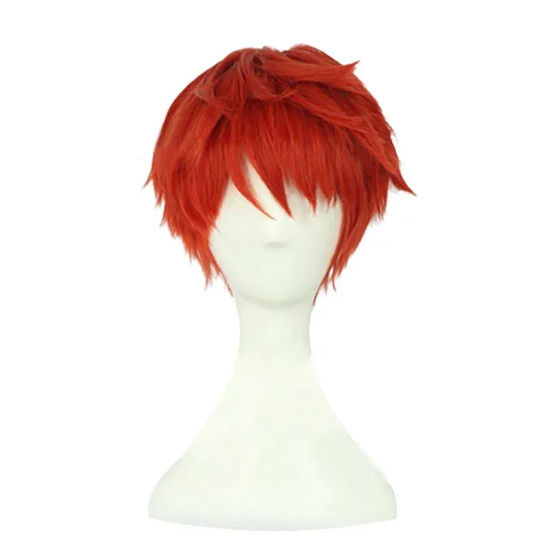 FGO Shirou Emiya شعر مستعار قصير أحمر اللون مقاوم للحرارة + قبعات شعر مستعار؛ 2'd، 5.h؛