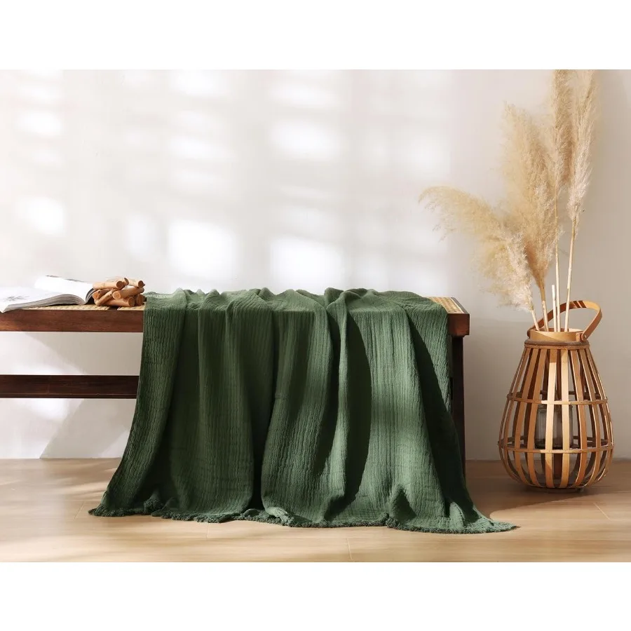 

100 Cotton Muslin Throw Blanket for Bed Couch Small Decorative Soft PreWashed Breathable and Lightweight Gauze Blanket with Tas