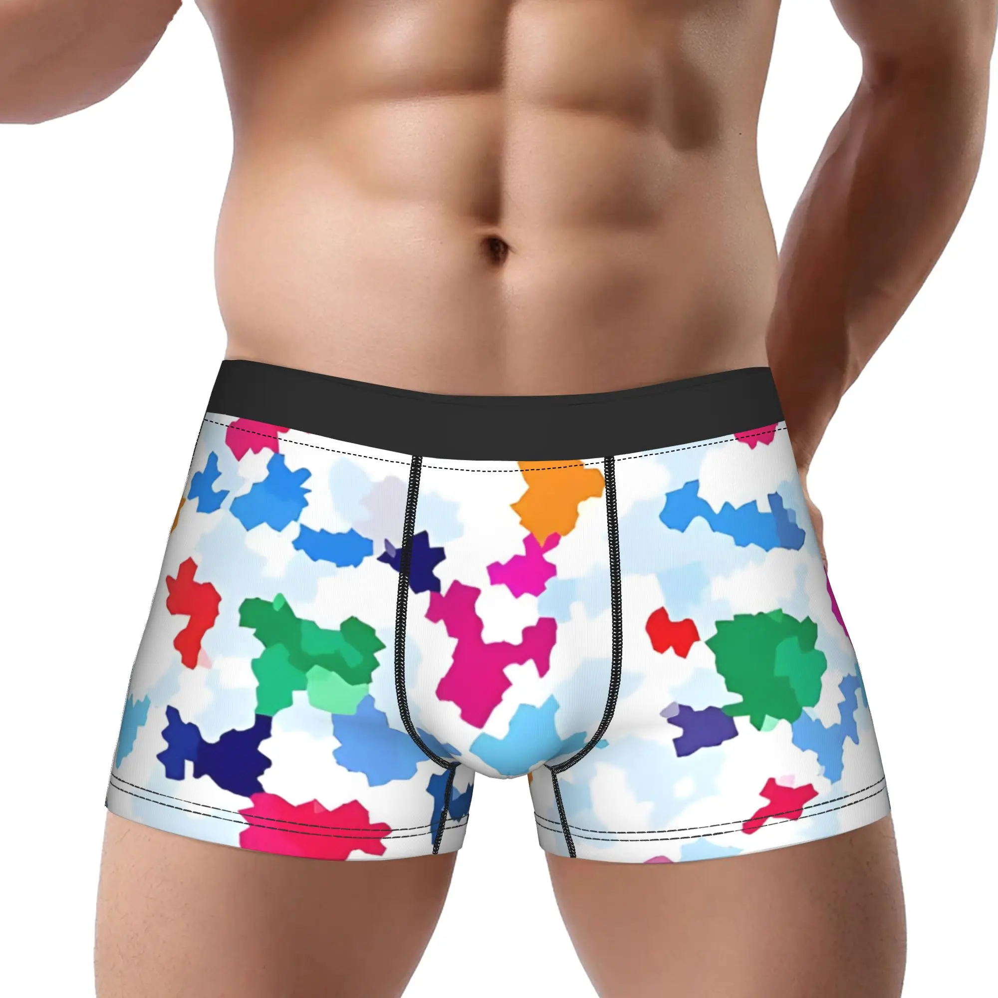 Cute Irregular Abstract Pattern  Underpants Breathbale Panties Men's Underwear Abstract Comfortable Shorts Boxer Briefs