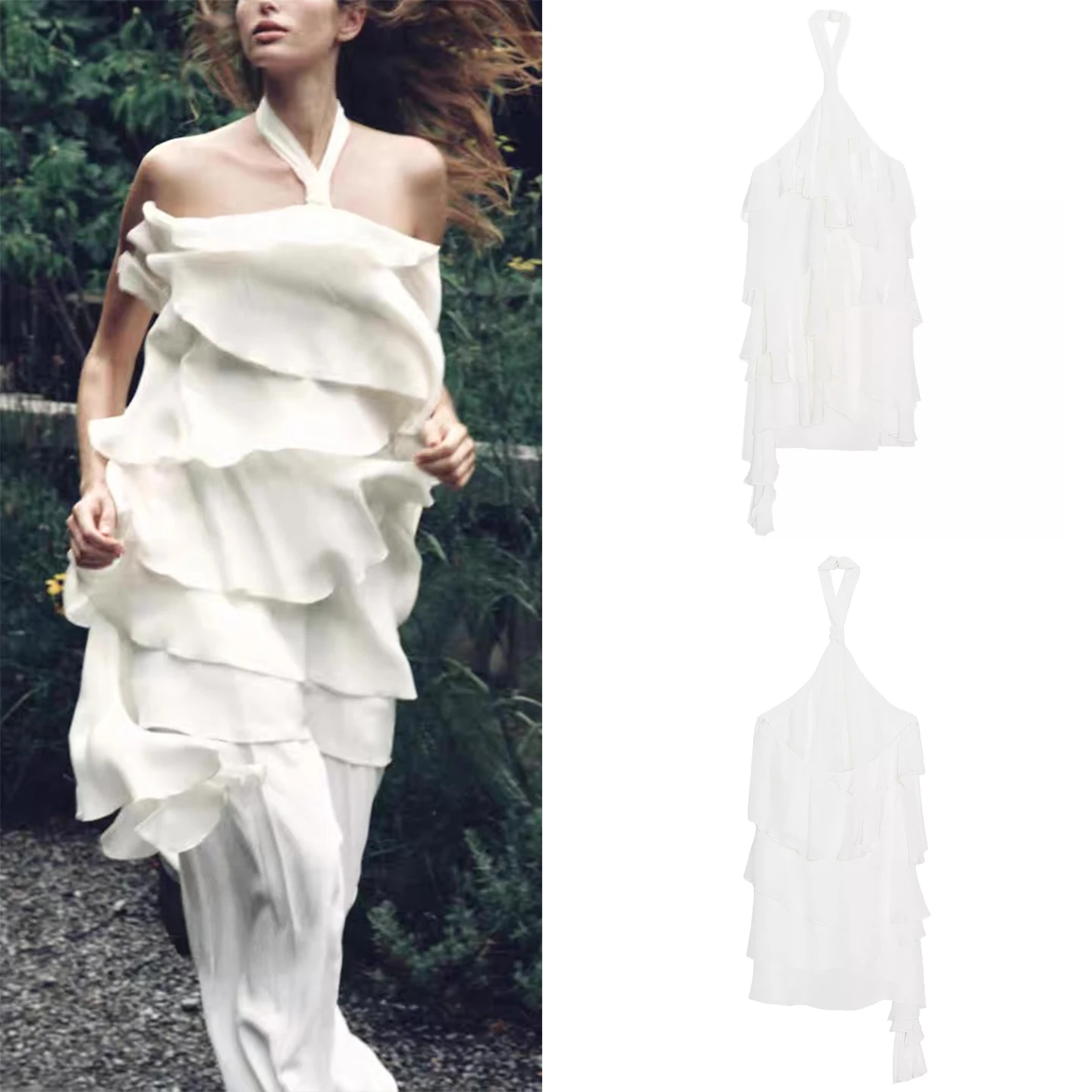 패셔너블한 레이어드 장식 여성용 슬레 행잉 네 디자인 2025 가을 신상품 유럽 스타일 슬레 이르트