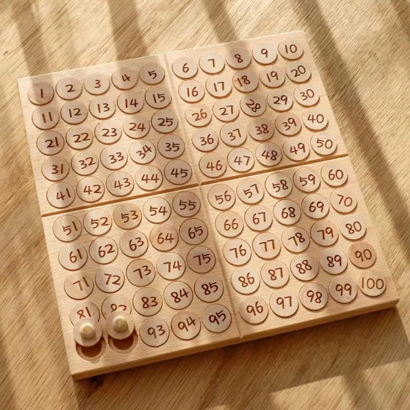 Wooden Montessori Multiplication Board Game Kids Learning Educational Toys Math Counting Hundred Board Interactive Thinking Game