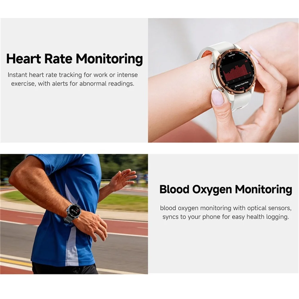 Outdoor Fitness GPS Smartwatch  AMOLED Display  BT Call  3ATM Waterproof  Compass & Weather Forecast  Daily Health Tracker