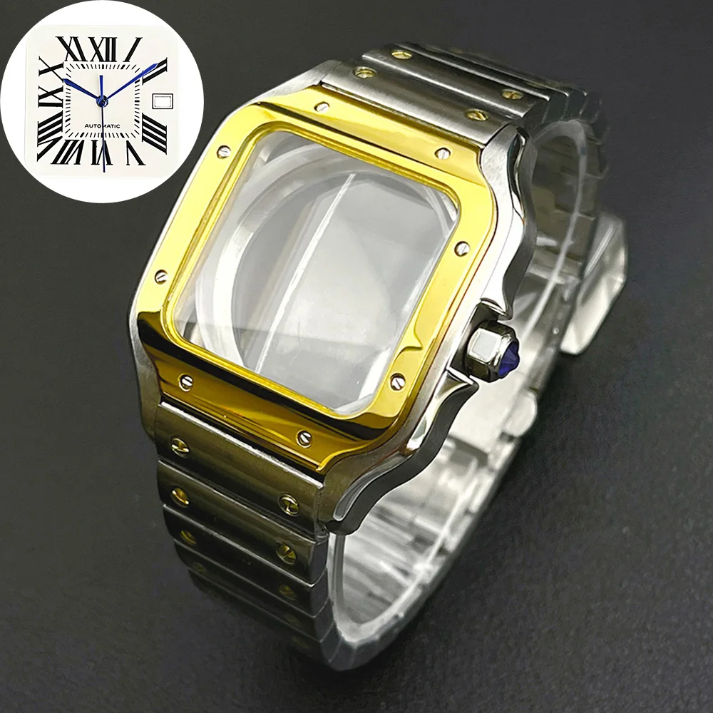 Square case 38mm NH35 case 316L steel watch repair waterproof parts NH35 automatic movement dial 27mm watch