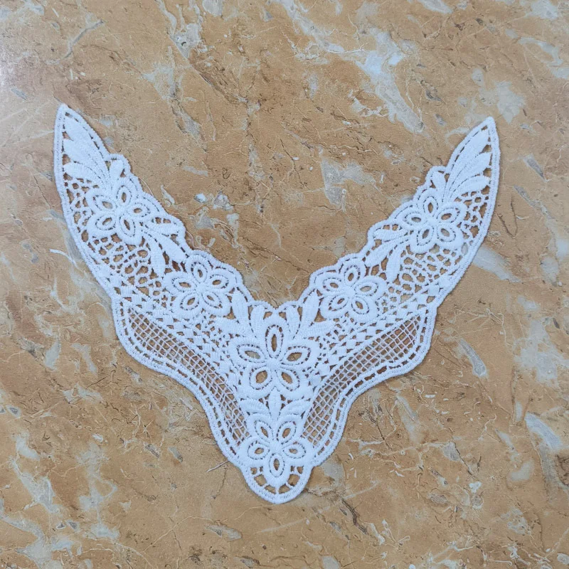 New Water Soluble Lace Fake Collar Shiny Polyester Embroidery Chest Flower DIY Lace Trimming Embroidered Fabric