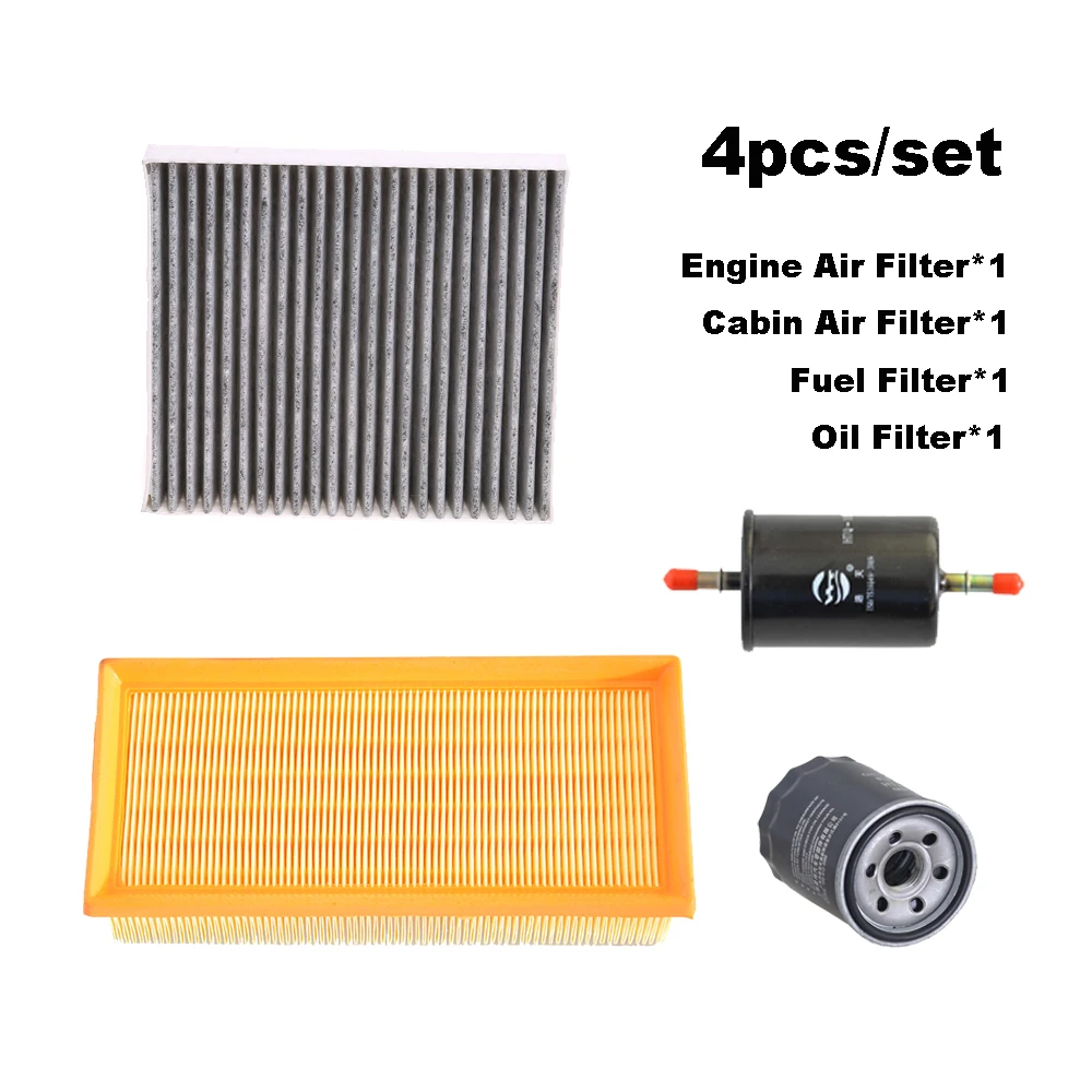 4pcs Filter Set For Senova BAIC D20 2014-2018 1.3/1.5L X25 2015-2020/ Beijing A115 Cabin A/C Fresh Air Fuel Oil Filter Kit Parts