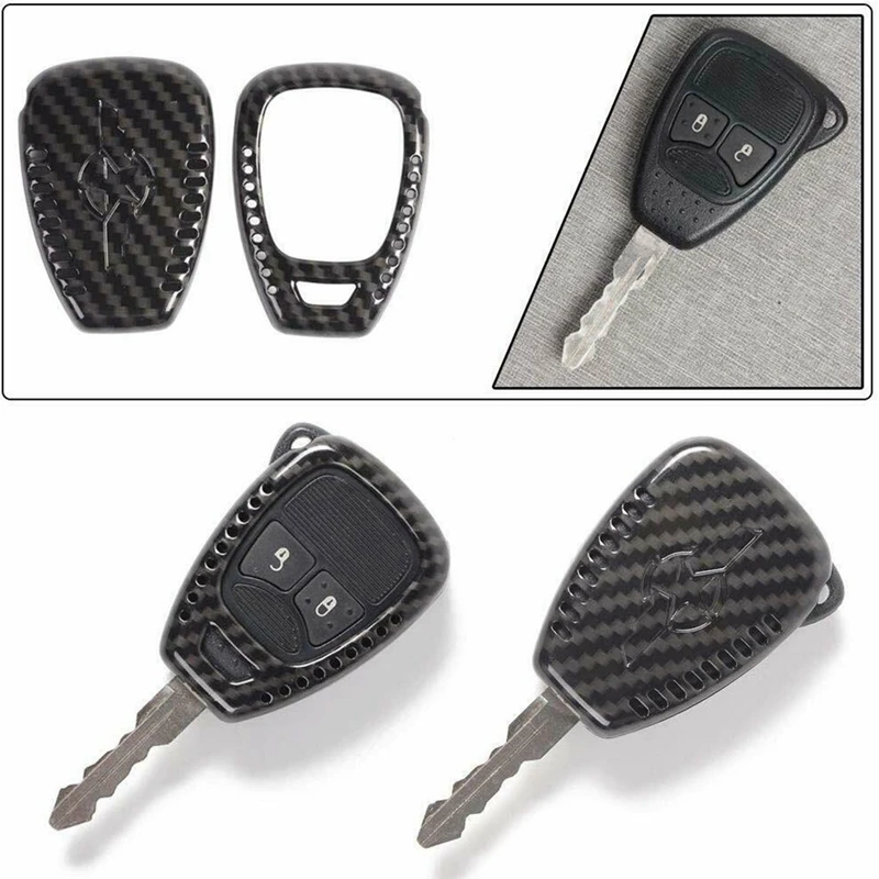 Key Fob Cover Case Shell Protection For Jeep Wrangler JK 2007-2017 Compass 2008-2016 Patriot 2011-2016 ,Carbon Fiber