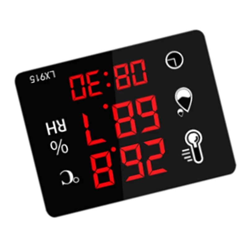 Digital Temperature And Humidity Thermometer Time Display Dual Use LED Screen High Precision LX915-[A49T]