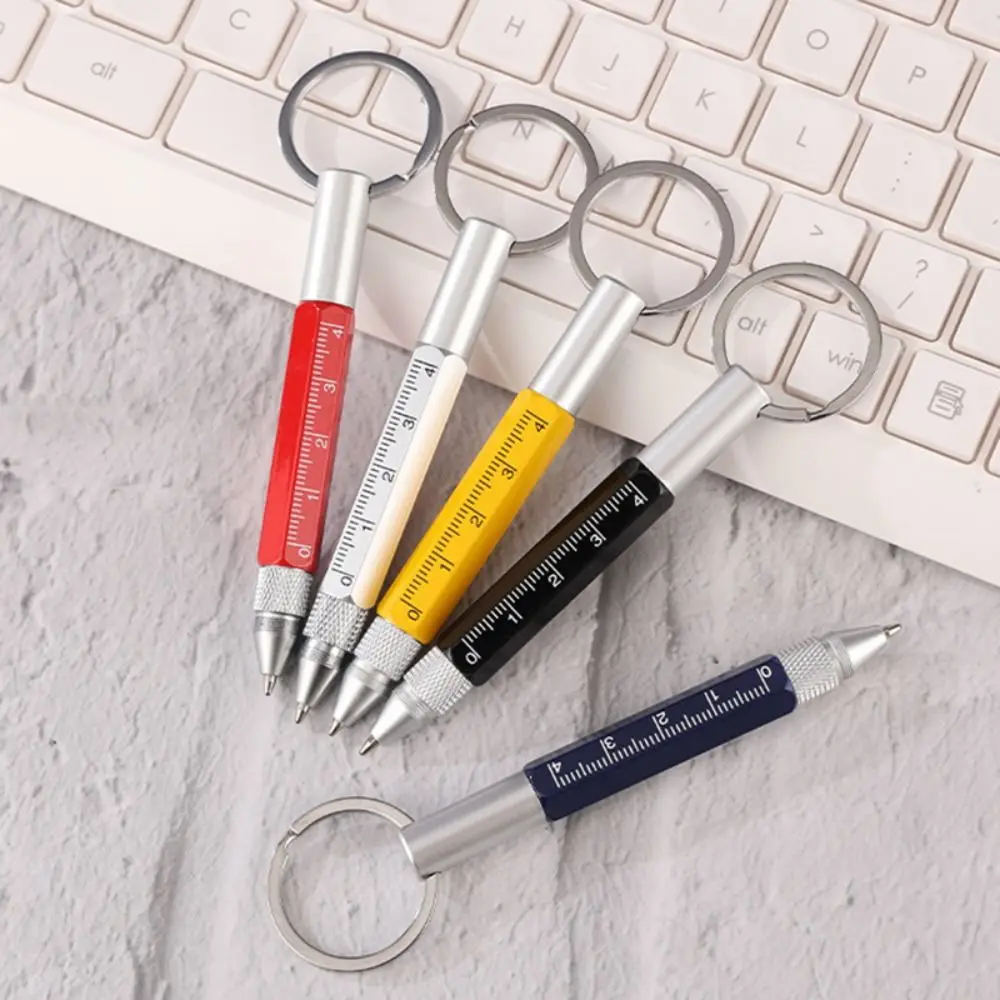 Metal Multitool Pen Short Style 6-in-1 Ballpoint Pen with Screwdriver/Ruler/Stylus Capacitive Pen Writing Supplies