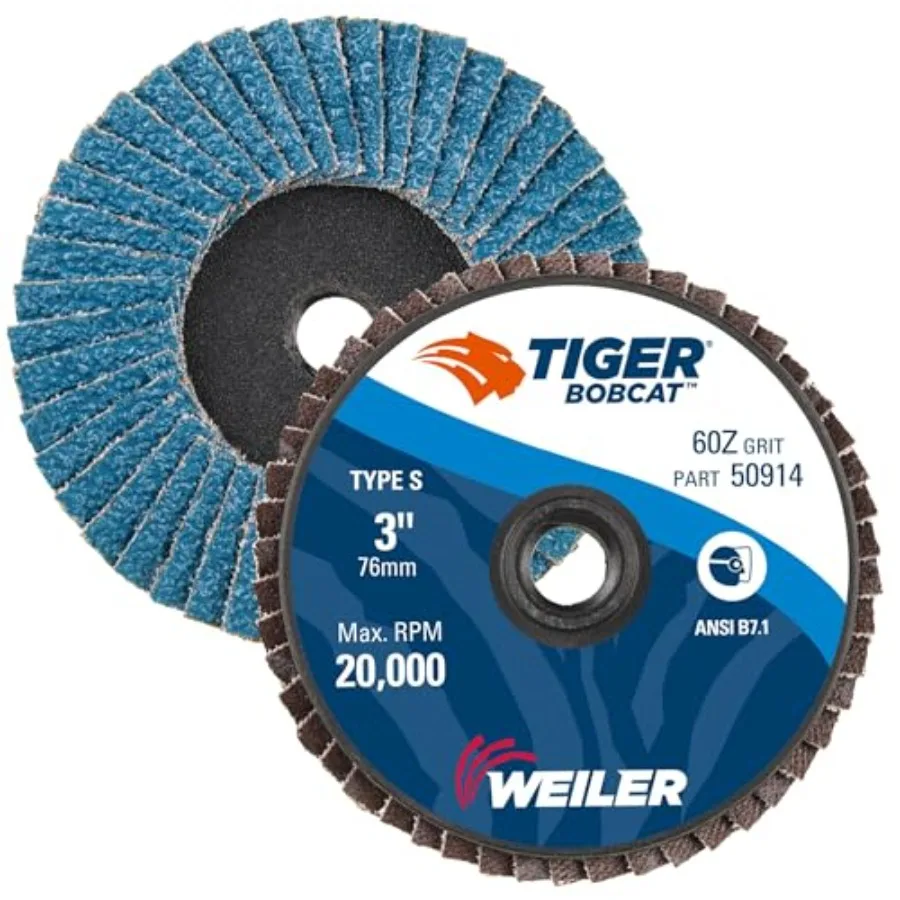 

50914 Bobcat 3" Diameter 60 Grit Zirconium Plastic Backing Type 27 Specialty Abrasive Flap Mini Disc Pack of 10