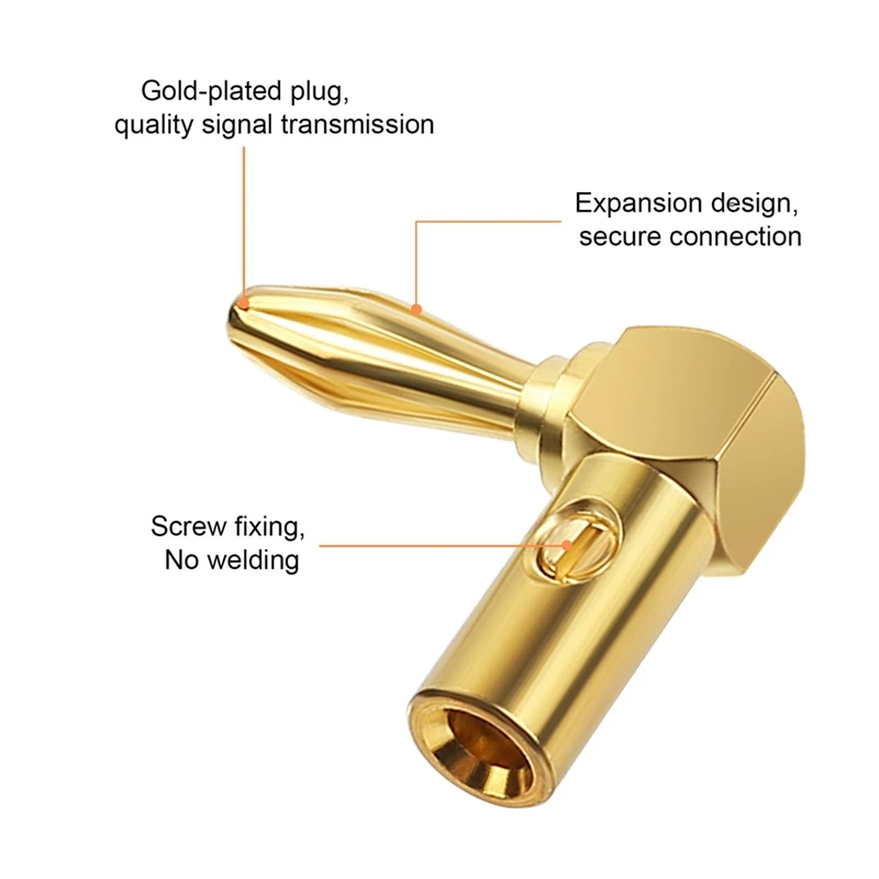 Right Angle Banana Plugs 24 Pcs,90 Degree Banana Connector For Speaker Wire,Wall Plate,Home Theater,Audio/Video Receiver