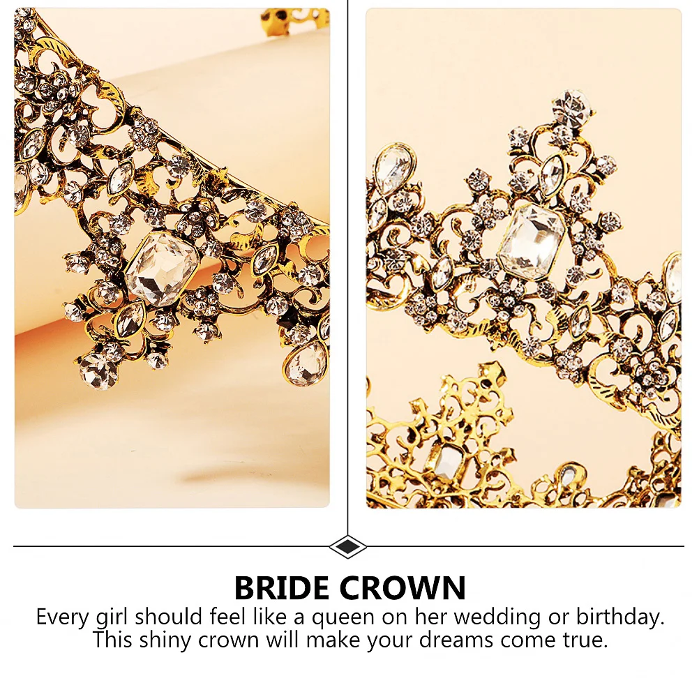 

Vintage Crown Baroque Rhinestones Women Tiara Lightweight Headband For Bridal Wedding Party Birthday Anniversary Costume Mothers