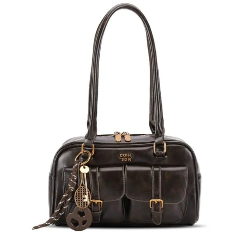 Shoulder Bag Retro Top Handle Bag Y2k 90s Multiple Pockets Designer Handbag Soft Trendy Underarm Purse