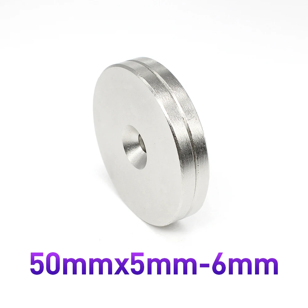 1/2/3/5PCS 50x5-6mm Round Rare Earth Neodymium Magnet 50*5 Hole 6mm Countersunk Big Disc Permanent Magnet Strong 50x5-6 50*5-6