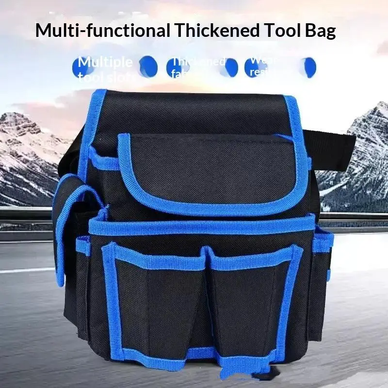 Waist Mounted Tool Bag with Waist Belt Multi Pocket Drill Storage Pouch Portable for Home DIY Construction Site Workers