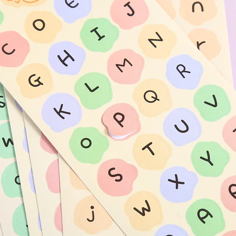Gooka Round Alphabet Sticker Set Candy Color Numbers Sticker Self-Adhesive Hand Account Decoration English Label Sticker