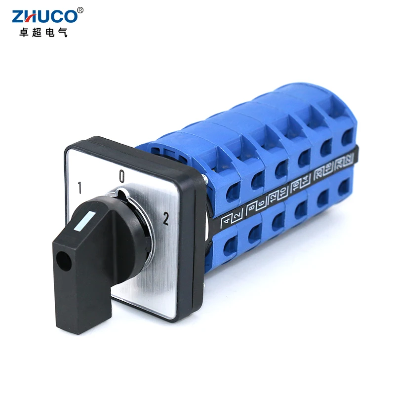 ZHUCO SZW26/LW26-25 3 Positions 6 Phase 24 Terminals Screw 660V 25A 48x48Mm Panel Selector Control Rotary Changeover Cam Switch