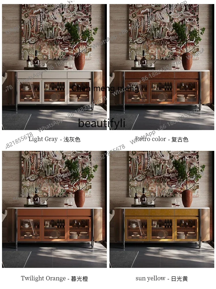 X  R Natural luxury stone dining side cabinet luxury villa light luxury modern simple locker designer entrance cabinet R