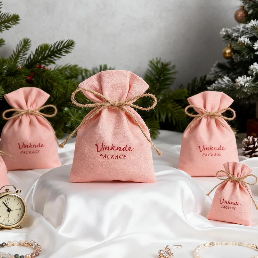 100 قطعة شعار مخصص حقيبة مجوهرات من القطن الطبيعي قماش مع حبل الزفاف هدية الكريسماس الغبار الرباط حقيبة للمجوهرات الحلوى #1