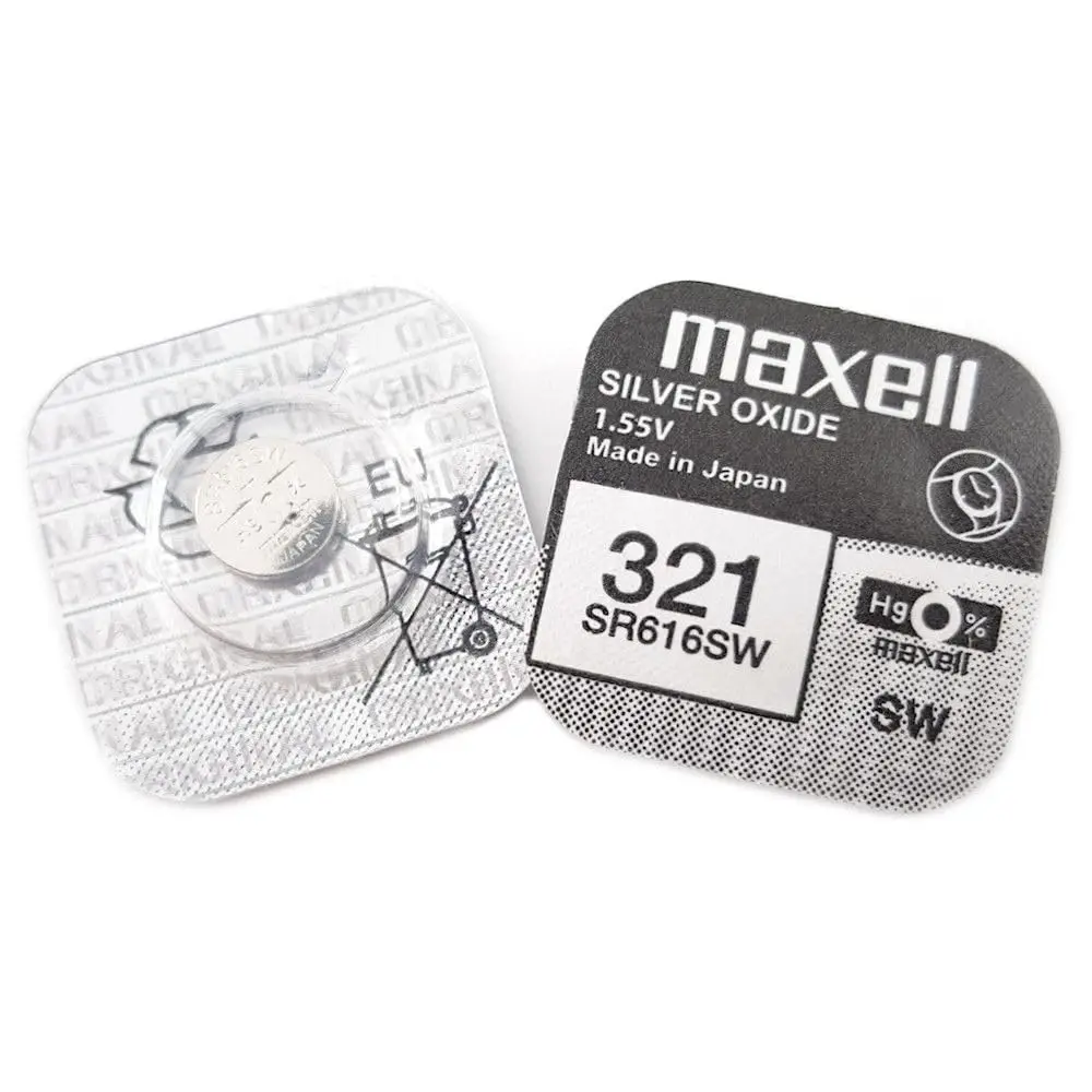 10 battery Maxell button 321 SR616SW 616 1,55 V silver oxide 0% mercury battery clock calculator 10 battery pack