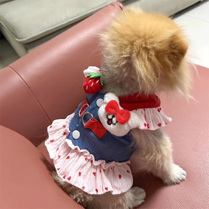 

Легкая джинсовая одежда для домашних животных на весну-лето: юбка-принцесса для собак, дизайнерские аксессуары, жилет для собак, повседневная одежда