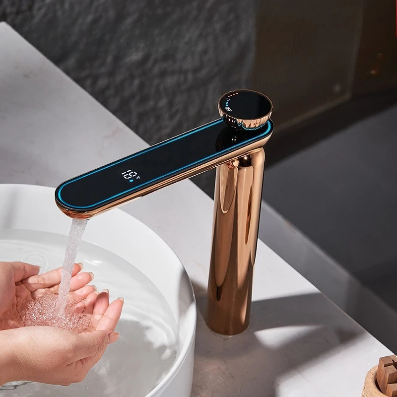 

Smart Digital Display Single Hole Bathroom Faucet with LED Light Cold Hot Water Mixer Tap