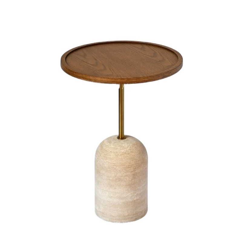 Wooden nested table Living room decorative side table Travertine solid wood convertible retractable handmade