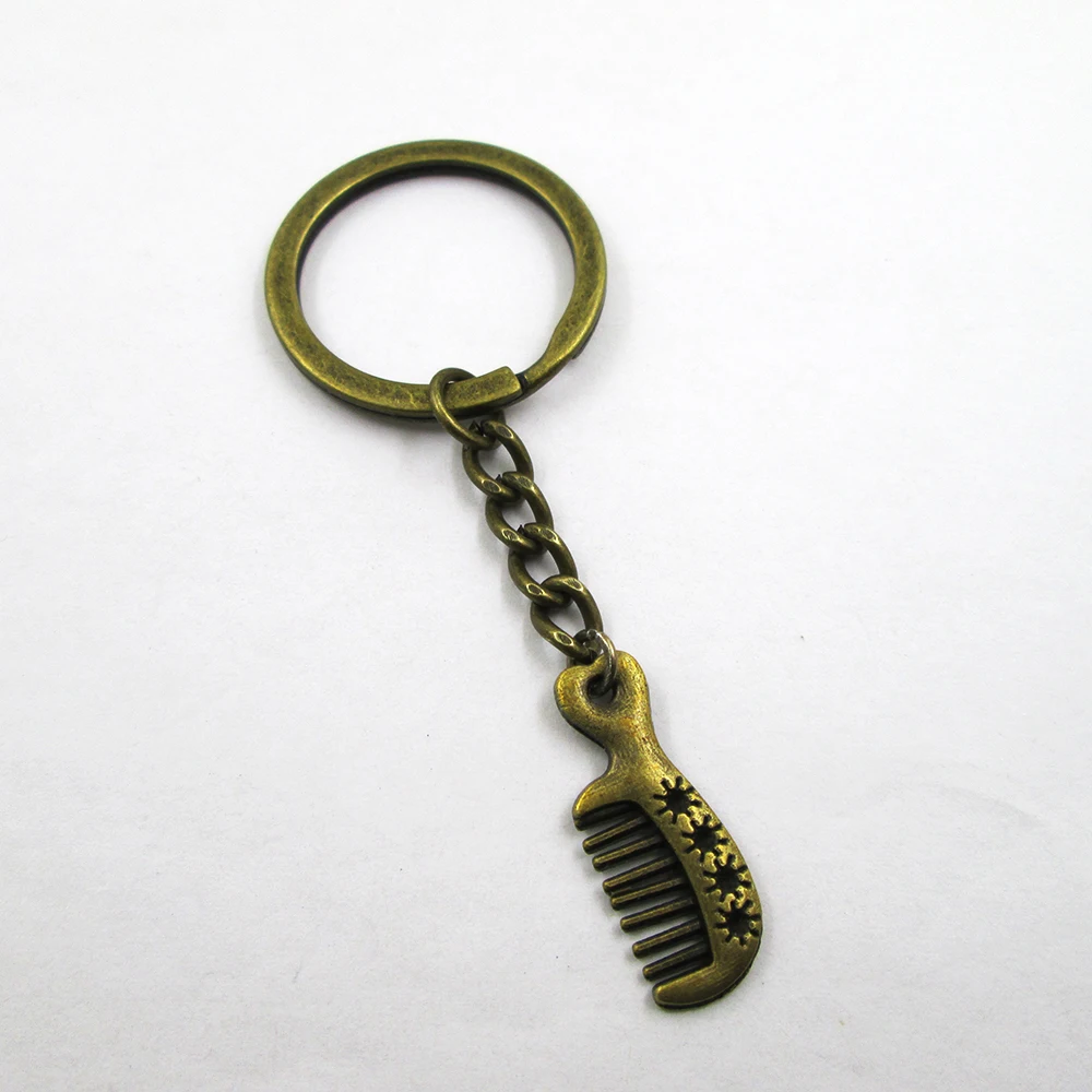 3pcs/lot Antique bronze 32*29mm cute mini  comb charm  keyring best frined,birthday  present ,pendant keychain