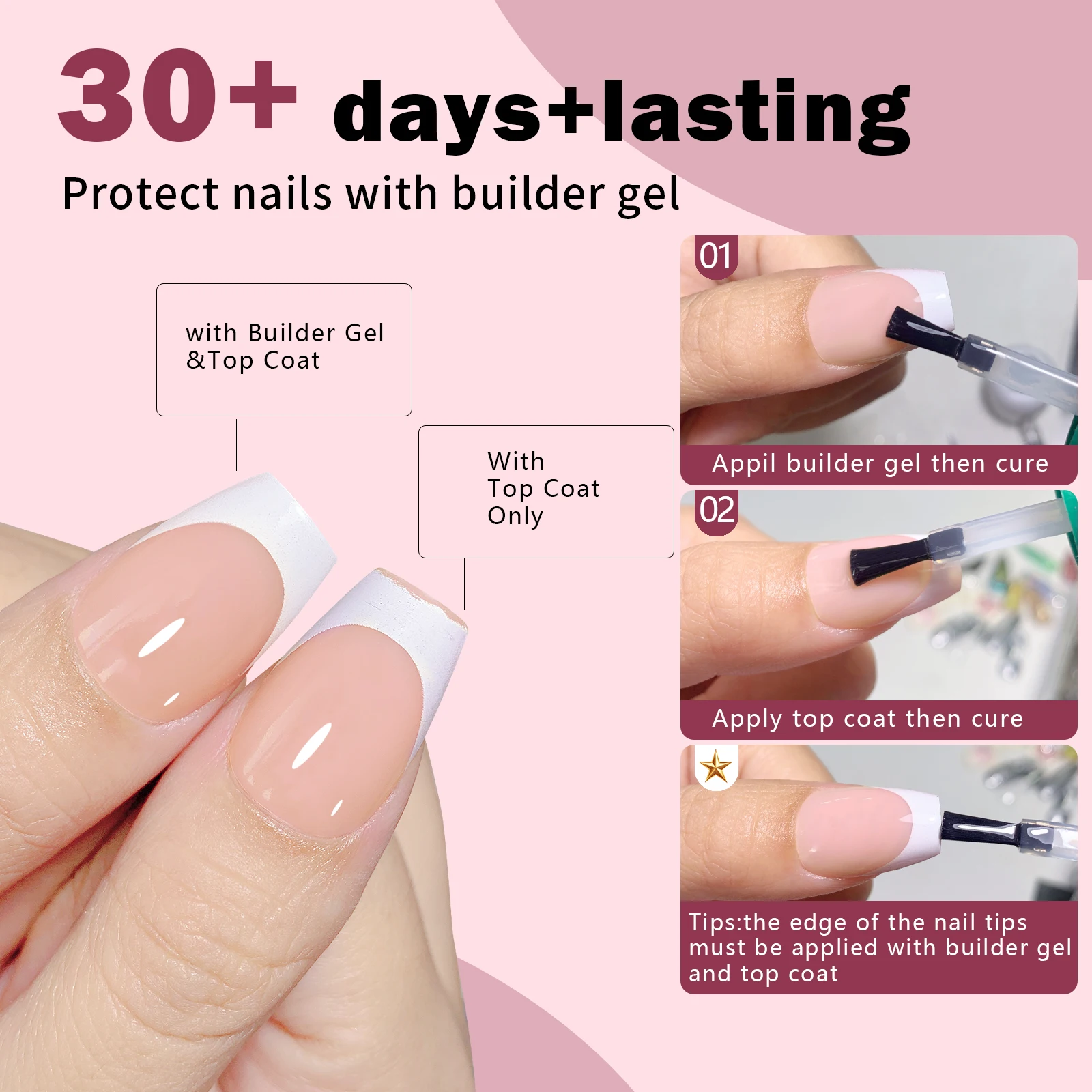 288 قطعة/صندوق الاكريليك الفرنسية الأظافر كاذبة متوسطة مربع درع غطاء كامل مسمار نصائح يمكن إزالة حجم مختلط اضغط على الأظافر #6