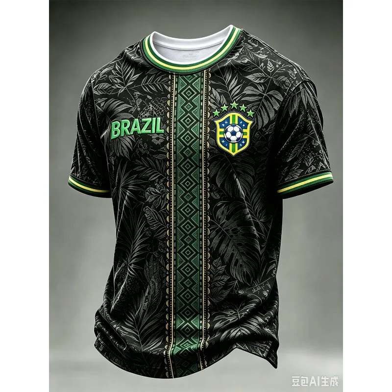 Brazil Fan Soccer Jersey Christ Statue 3D Print Quick‑Dry Breathable Short Sleeve Unisex Supporter Sports Top for Men Women Kids