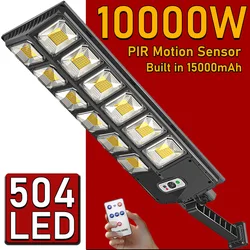 10000watt Solar-LED-Licht Outdoor 15000mAH Solar Refletor 504LED 30000LM Wand Sonnenlicht PIR Motion Sensor Garten Beleuchtung Fernbedienung