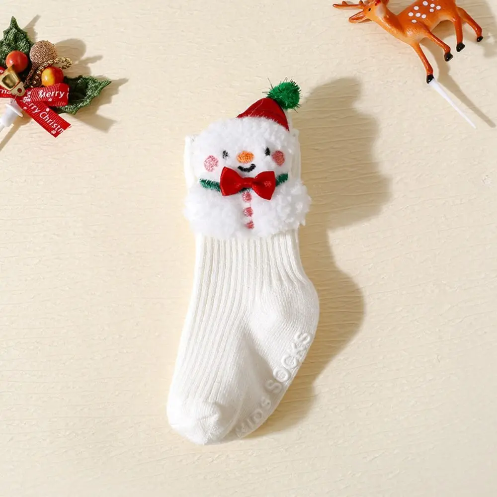 Cute Soft Christmas Baby Socks Anti Slip Thicken Newborn Floor Socks Santa Claus Middle Tube New Year Toddler Socks