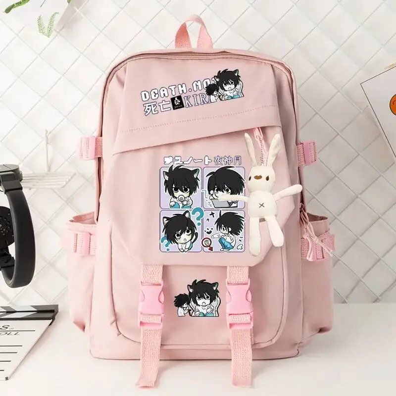 أنيمي لعبة أسود بيج أزرق أخضر مذكرة الموت Desu Noto حقائب مدرسية للطلاب سعة كبيرة حقائب ظهر Mochilas