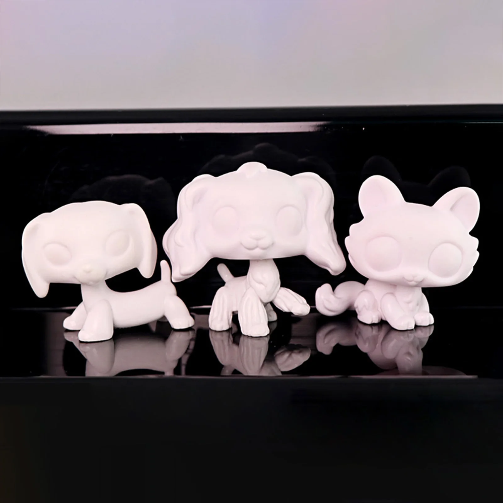 

3pcs Minilpsshop DIY Cute Toys Complete set of white Base Dachshund Bobble Head White Ornament Unfinished Blank Ornament for lps
